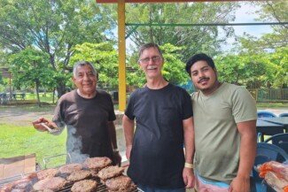 Grilled Hamburgers & Sausages at the Park.