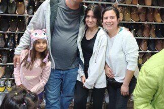 Aaron, Deisy & the Girls Taking the Kids Shoe Shopping.